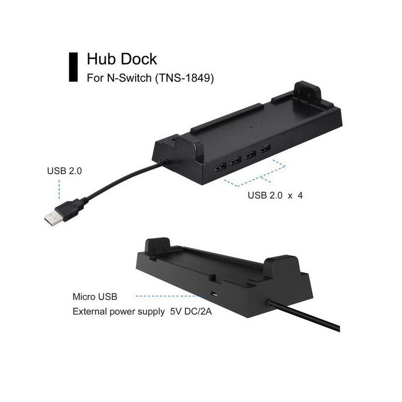 5V / 2A USB 2.0 Hub Transmission Base Dock 4 USB priključka Eksterni razdjelnik Adapter za proširenje Stalak za Nintendo Switch igraću konzolu