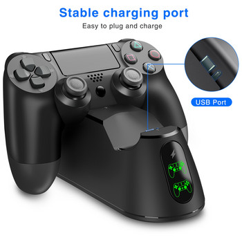 Докинг станция с двойно зарядно устройство за PS4 контролер USB докинг станция за бързо зареждане Game Controller Station за игрова конзола Playstation 4/PS4 Pro/PS4