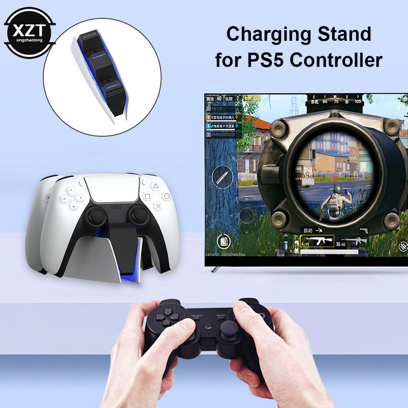 Cel mai nou încărcător rapid dublu pentru controler wireless PS5 Stație de andocare suport de încărcare USB Type-C pentru gamepad Sony PS5 Joystick