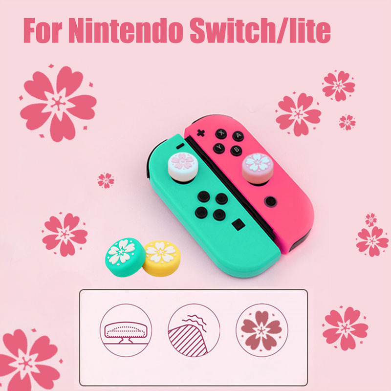 Ružičasta Sakura mačka silikonske analogne ručke za palac za palac za Nintend Switch/LITE NS JoyCon kontroler za palice za Joy Con STARO