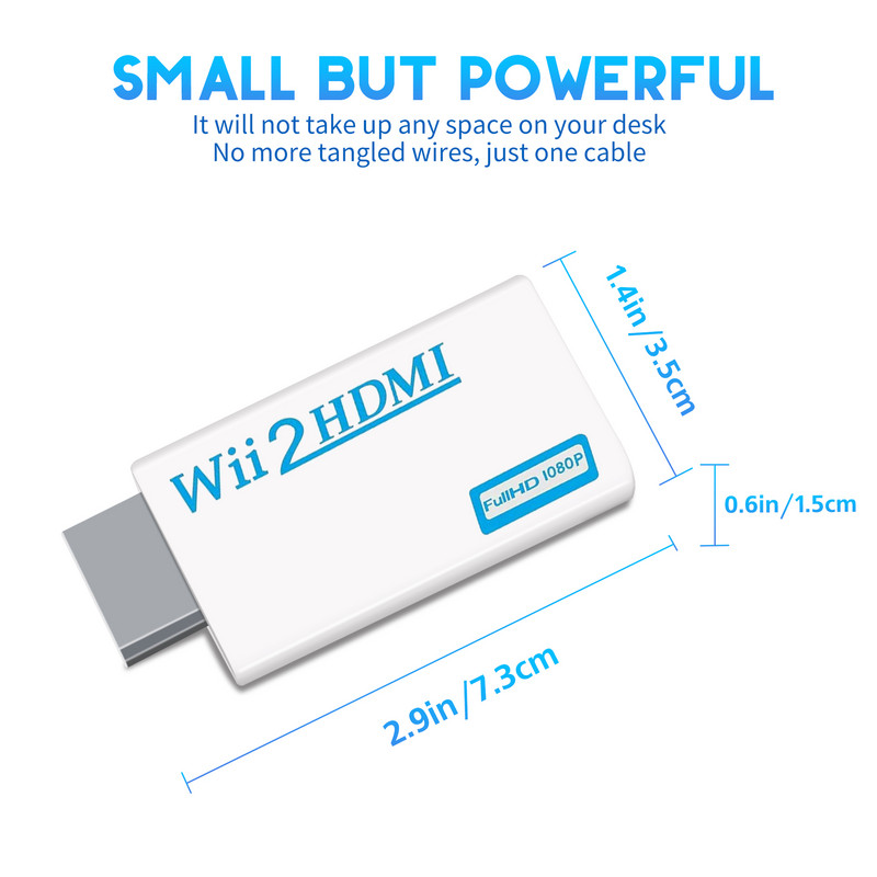 Wii-HDMI-muundur, 1080P Full HD-seade 3,5 mm helipistiku ja HDMI-väljundiga Nintendo Wii, Wii U, HDTV, monitori jaoks