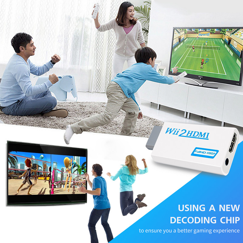 Wii-HDMI-muundur, 1080P Full HD-seade 3,5 mm helipistiku ja HDMI-väljundiga Nintendo Wii, Wii U, HDTV, monitori jaoks