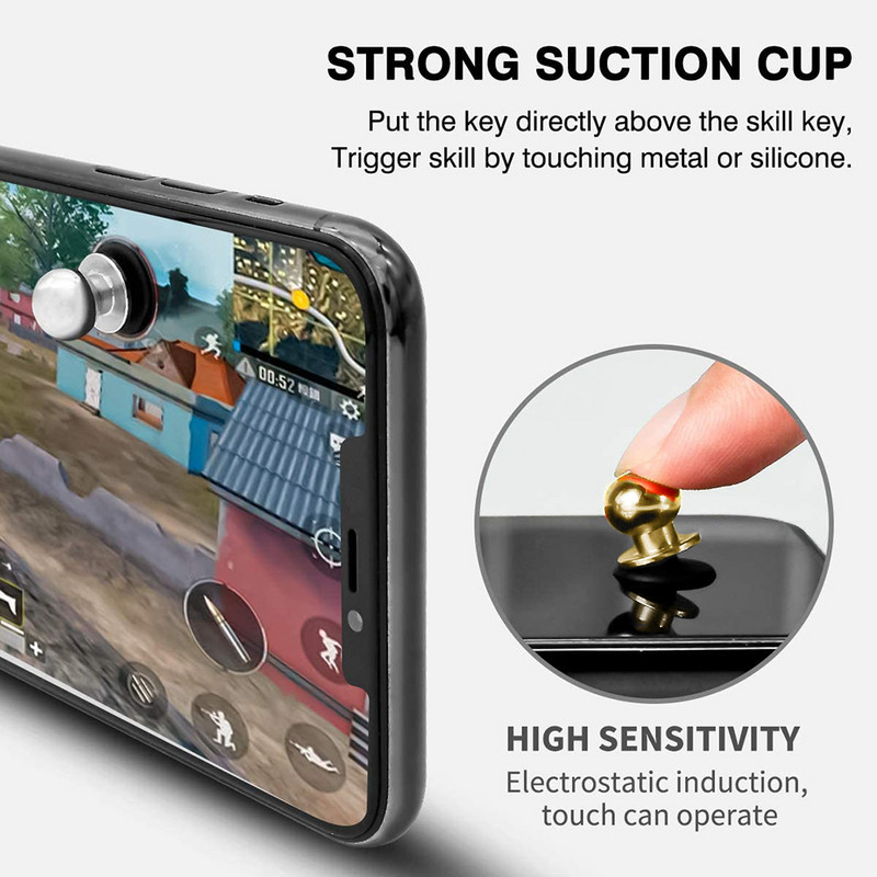 Fém PU-BG mobiltelefon-képernyő, indítógomb szívókorong mobiljáték célpont lövöldözés gombja győztes csirke vacsora