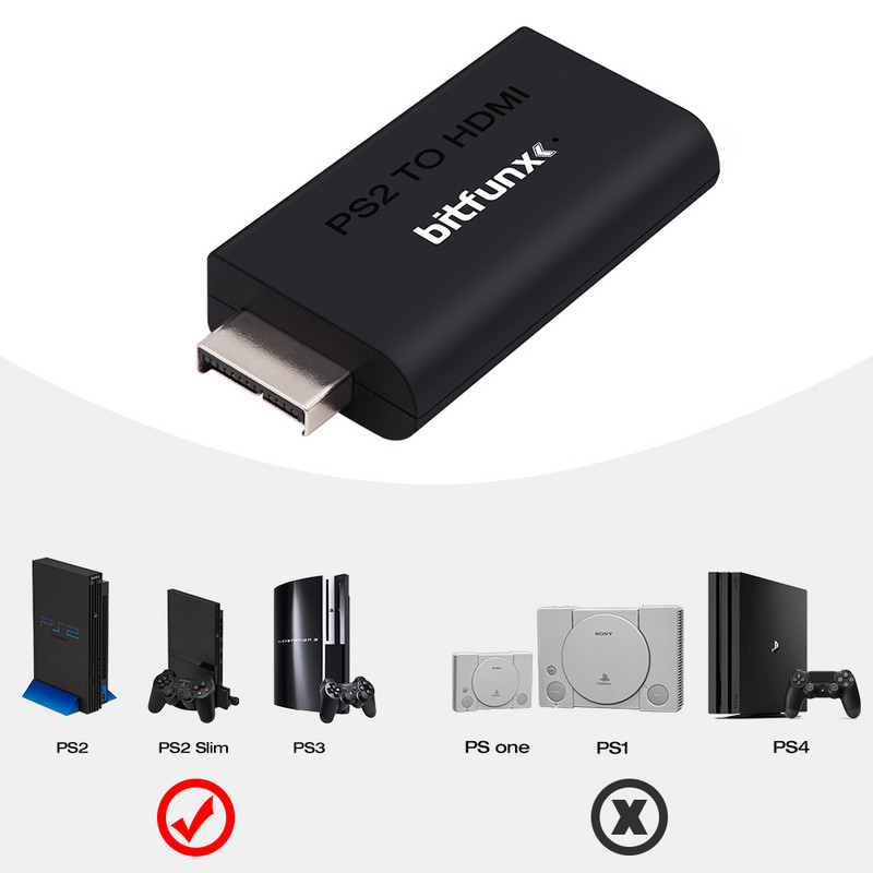 Adapter pretvarača kompatibilan s Bitfunx PS2 u HDMI za SONY Playstation 2 Ypbpr ulaz visoke kvalitete