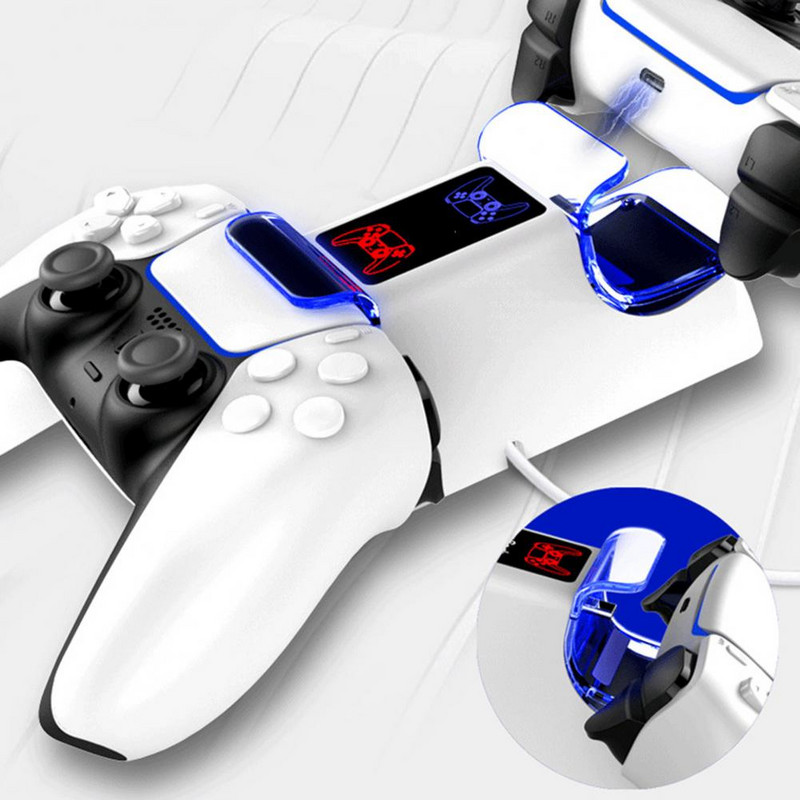 Bluelans Controller Charger LED Dual USB Fast Charging Stand Station za Sony PS5 Gamepad