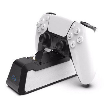 Двойно бързо зарядно устройство за DualSense Charging Cradle Докинг станция за Play Station 5 PS5 Джойстик Геймпад Докинг станция за зареждане Черен Бял