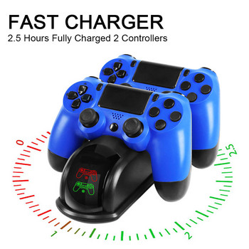 USB Fast Charging Dock Station for PS4 Controller Dual Charger Stand με οθόνη LED Base Gamepad για PlayStation 4/Pro/Slim