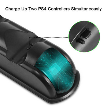 USB докинг станция за бързо зареждане за PS4 контролер Стойка за двойно зарядно устройство с LED дисплей Основа за геймпад за PlayStation 4/Pro/Slim