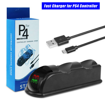 USB kiirlaadimisdokk PS4 kontrolleri jaoks topeltlaadija alus LED-ekraaniga mängupuldi alusega PlayStation 4/Pro/Slim jaoks