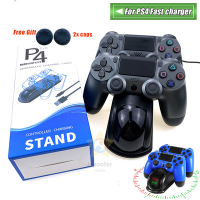USB докинг станция за бързо зареждане за PS4 контролер Стойка за двойно зарядно устройство с LED дисплей Основа за геймпад за PlayStation 4/Pro/Slim