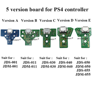 IVYUEEN за Playstation 4 PS4 Pro Slim Controller Charging Socket Port Circuit Board with 12 14 Pin Power Flex Ribbon Cable