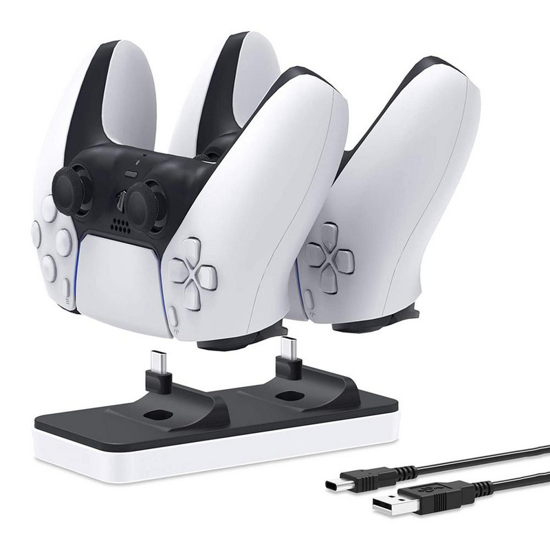 Dual Sense Controller Charger Dual USB Charging Dock Station Stand Ασφαλής και ανθεκτική βάση φορτιστή γρήγορης φόρτισης για λαβή PS5