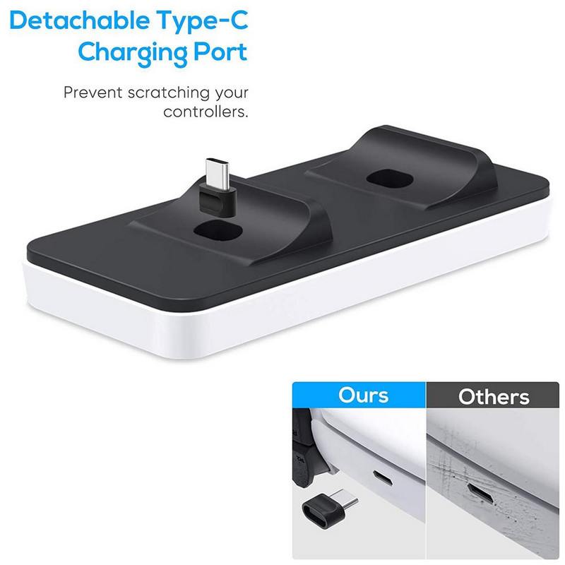 Dual Sense Controller Charger Dual USB Charging Dock Station Stand Ασφαλής και ανθεκτική βάση φορτιστή γρήγορης φόρτισης για λαβή PS5