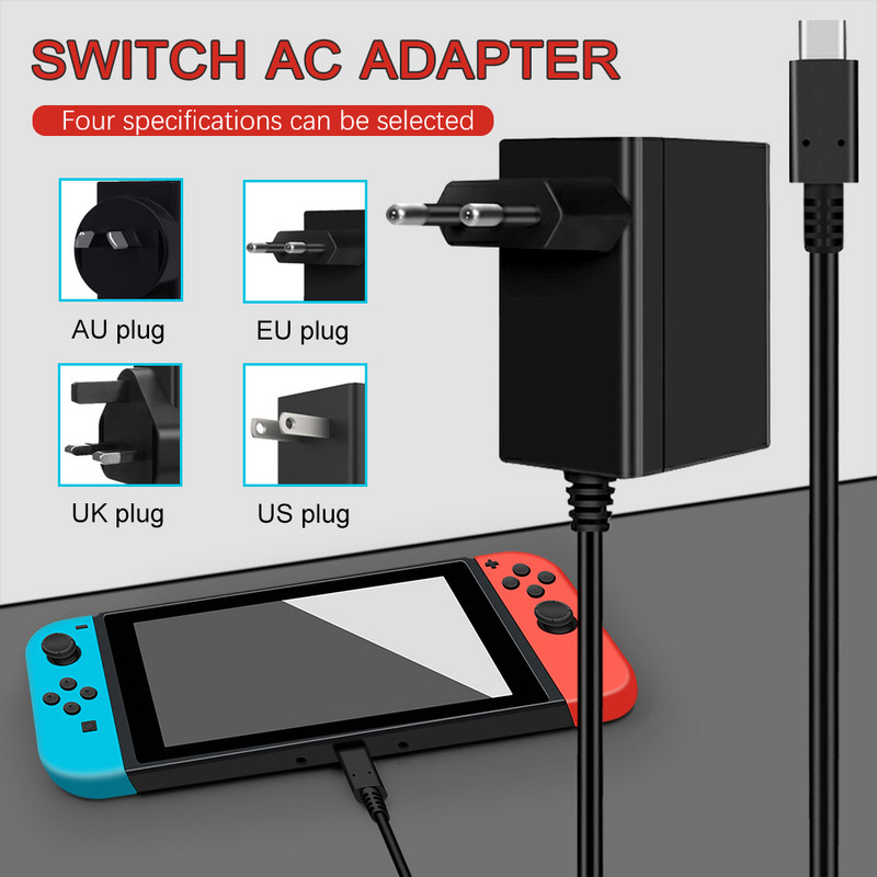 Eu/us Plug kintamosios srovės adapterio įkroviklis, skirtas Nintend Switch Oled Travel Home Charging USB Type C Maitinimo šaltinis Nintend Switch 15V 2.6A