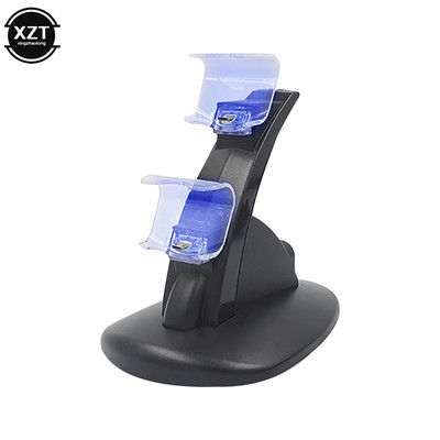 Ultra vékony játékfogantyús töltőalap LED dupla USB PS4 játéktartozékok töltő Sony Playstation 4 PS4/PS4 Pro-hoz