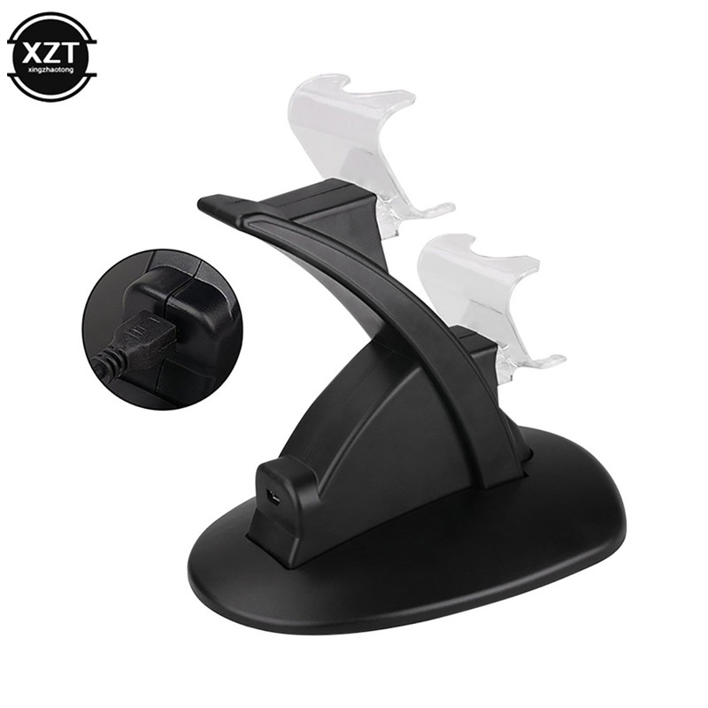 Ultra vékony játékfogantyús töltőalap LED dupla USB PS4 játéktartozékok töltő Sony Playstation 4 PS4/PS4 Pro-hoz