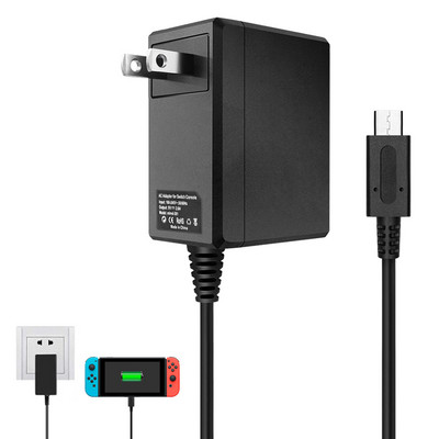 Nintendo Switchhez EU/USA dugós váltóáramú adapter fali utazáshoz otthoni USB C típusú tápegység töltő Nintend Switch NS játékkonzolhoz