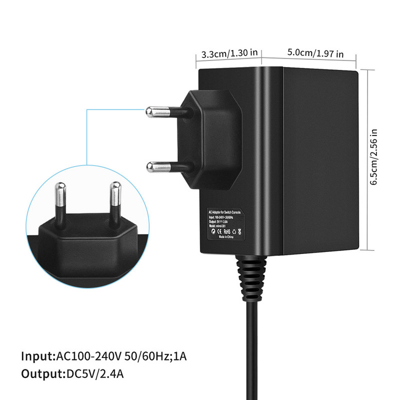 Nintendo Switchhez EU/USA dugós váltóáramú adapter fali utazáshoz otthoni USB C típusú tápegység töltő Nintend Switch NS játékkonzolhoz