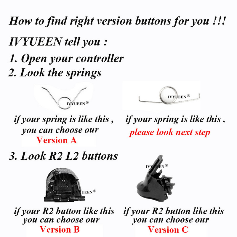 IVYUEEN pentru controler Dualshock 4 PS4 Pro Slim R2 L2 Butoane pentru PlayStation PS 4 Gamepad L1 R1 JDS JDM 055 050 040 030 011 001