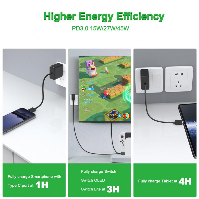 Încărcător rapid pentru Steam Deck Eficiență energetică mai mare Fast 45w Pd3 . 0 Livrare putere Protecție multiplă Perfect pentru călătorii