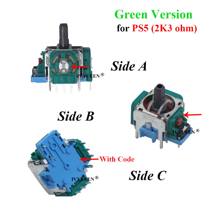 IVYUEEN 2 kompleta za PlayStation 5 PS5 kontroler 3D analogni potenciometar modula senzora Stick s poklopcima ThumbSticks za DualSense