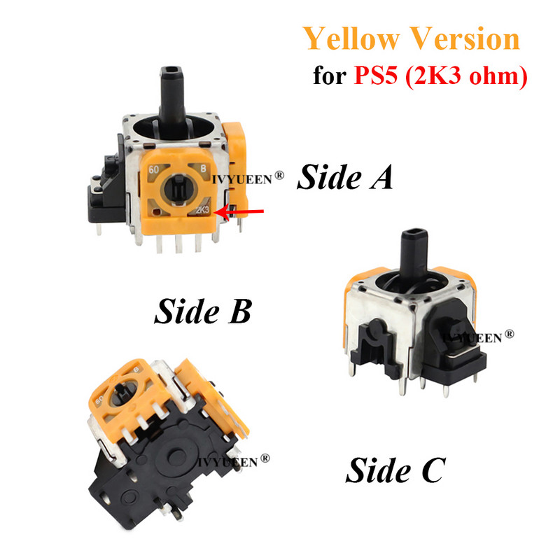 IVYUEEN 2 kompleta za PlayStation 5 PS5 kontroler 3D analogni potenciometar modula senzora Stick s poklopcima ThumbSticks za DualSense