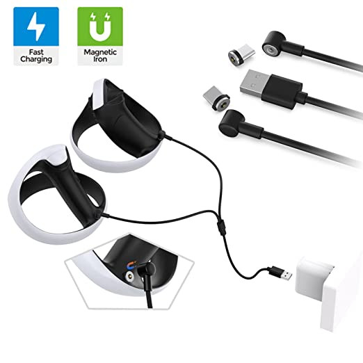 Cablu de încărcare magnetic 2 în 1 tip C pentru cablul de încărcare cu mâner PS VR2 compatibil cu comutator/controlerul mânerului PS5