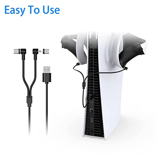 Cablu de încărcare magnetic 2 în 1 tip C pentru cablul de încărcare cu mâner PS VR2 compatibil cu comutator/controlerul mânerului PS5