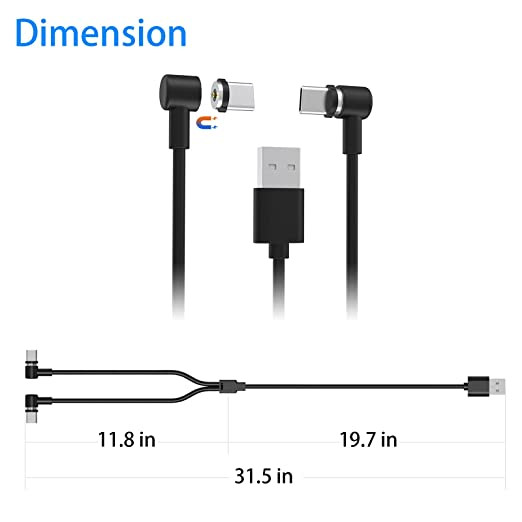 Cablu de încărcare magnetic 2 în 1 tip C pentru cablul de încărcare cu mâner PS VR2 compatibil cu comutator/controlerul mânerului PS5