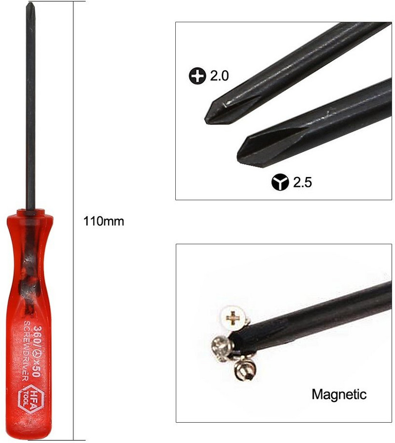 1 Cross Tri Wing + Y Tip odvijač za Wii za Gameboy Advance SP