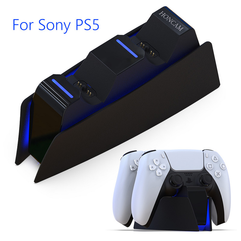 Új kettős gyorstöltő PS5 vezeték nélküli vezérlőhöz USB Type-C töltőbölcső dokkoló állomás Sony PlayStation5 joystick játékvezérlőhöz