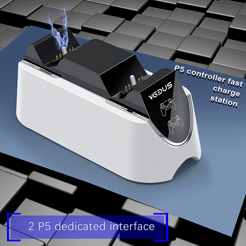 Disour vezeték nélküli kontroller töltő PS5 gyorstöltőhöz, dupla dokkoló a játék fogantyújához Gamepdad CC gyorstöltéssel