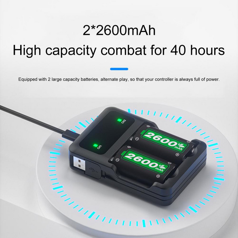 Praktická a pohodlná bezdrôtová nabíjačka gamepadu s dvoma batériami 5V 1,8A, nabíjacia stanica pre gamepad, nabíjačka hernej rukoväte