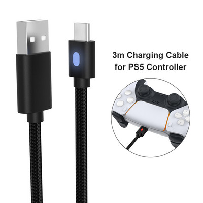 3 m-es töltőkábel PS5/Xbox sorozatú SX/NS Pro vezérlő USB C típusú C tápkábel PS5/Switch Pro játékvezérlő tartozékaihoz