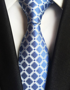 Cravată din mătase 8 cm, cu țesătură jacquard în carouri, pentru bărbați, petrecere de nuntă, cravată formală, accesorii