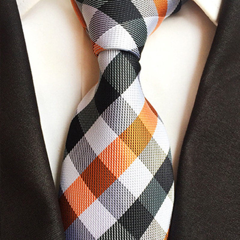 Cravată din mătase 8 cm, cu țesătură jacquard în carouri, pentru bărbați, petrecere de nuntă, cravată formală, accesorii