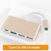 C-tüüpi USB-jaoturi adapter 2.0 kaasaskantav 4-ühes-C-tüüpi USB 3.0-muunduri adapteri jaoturi kaabel C-tüüpi MacBooki ja USB-adapteri jaoks