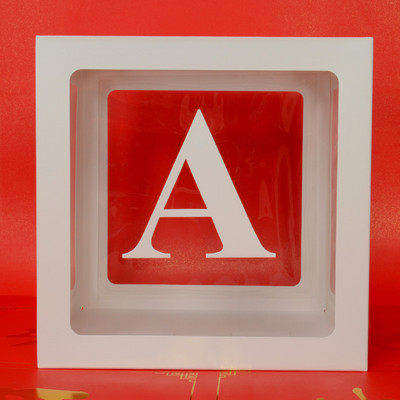 Egyedi név levél Baby Shower Box Születésnap esküvő Balloon Box Party Évforduló Dekoráció Gyerekek Babazuhany Lány Nem Felfed