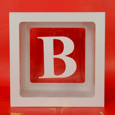 Egyedi név levél Baby Shower Box Születésnap esküvő Balloon Box Party Évforduló Dekoráció Gyerekek Babazuhany Lány Nem Felfed