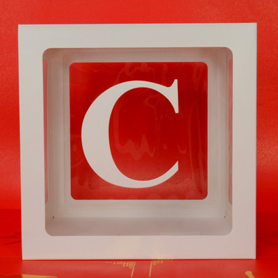 Egyedi név levél Baby Shower Box Születésnap esküvő Balloon Box Party Évforduló Dekoráció Gyerekek Babazuhany Lány Nem Felfed