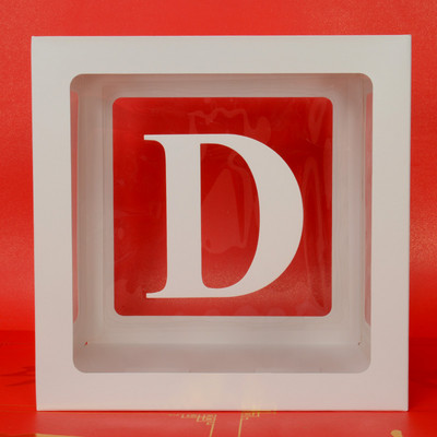 Egyedi név levél Baby Shower Box Születésnap esküvő Balloon Box Party Évforduló Dekoráció Gyerekek Babazuhany Lány Nem Felfed