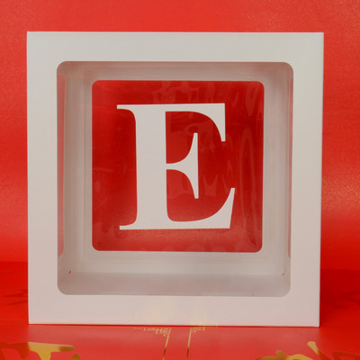 Egyedi név levél Baby Shower Box Születésnap esküvő Balloon Box Party Évforduló Dekoráció Gyerekek Babazuhany Lány Nem Felfed