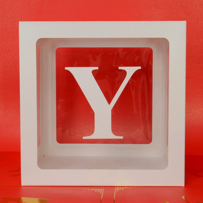 Egyedi név levél Baby Shower Box Születésnap esküvő Balloon Box Party Évforduló Dekoráció Gyerekek Babazuhany Lány Nem Felfed