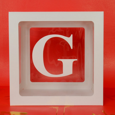 Egyedi név levél Baby Shower Box Születésnap esküvő Balloon Box Party Évforduló Dekoráció Gyerekek Babazuhany Lány Nem Felfed