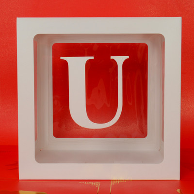 Egyedi név levél Baby Shower Box Születésnap esküvő Balloon Box Party Évforduló Dekoráció Gyerekek Babazuhany Lány Nem Felfed