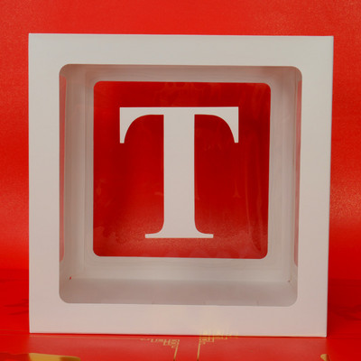 Egyedi név levél Baby Shower Box Születésnap esküvő Balloon Box Party Évforduló Dekoráció Gyerekek Babazuhany Lány Nem Felfed