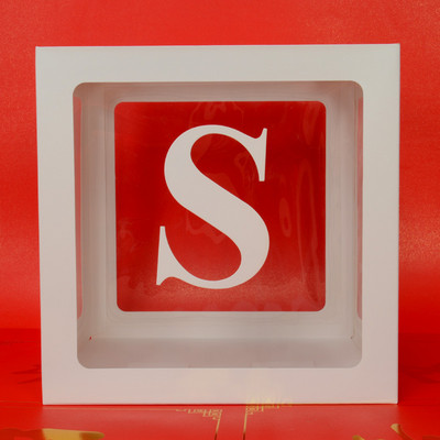 Egyedi név levél Baby Shower Box Születésnap esküvő Balloon Box Party Évforduló Dekoráció Gyerekek Babazuhany Lány Nem Felfed