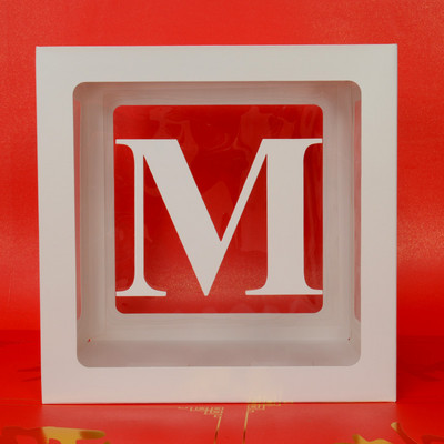 Egyedi név levél Baby Shower Box Születésnap esküvő Balloon Box Party Évforduló Dekoráció Gyerekek Babazuhany Lány Nem Felfed