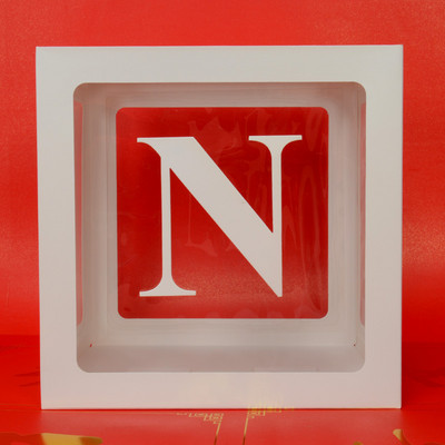 Egyedi név levél Baby Shower Box Születésnap esküvő Balloon Box Party Évforduló Dekoráció Gyerekek Babazuhany Lány Nem Felfed