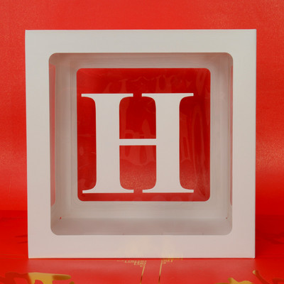 Egyedi név levél Baby Shower Box Születésnap esküvő Balloon Box Party Évforduló Dekoráció Gyerekek Babazuhany Lány Nem Felfed